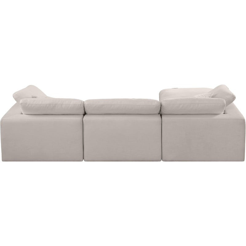 Meridian Comfy Beige Linen Textured Fabric Modular Sectional IMAGE 6