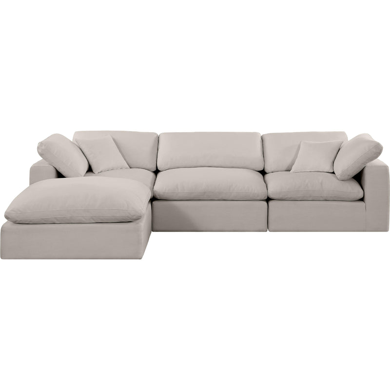 Meridian Comfy Beige Linen Textured Fabric Modular Sectional IMAGE 7