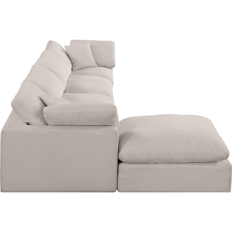Meridian Comfy Beige Linen Textured Fabric Modular Sectional IMAGE 10
