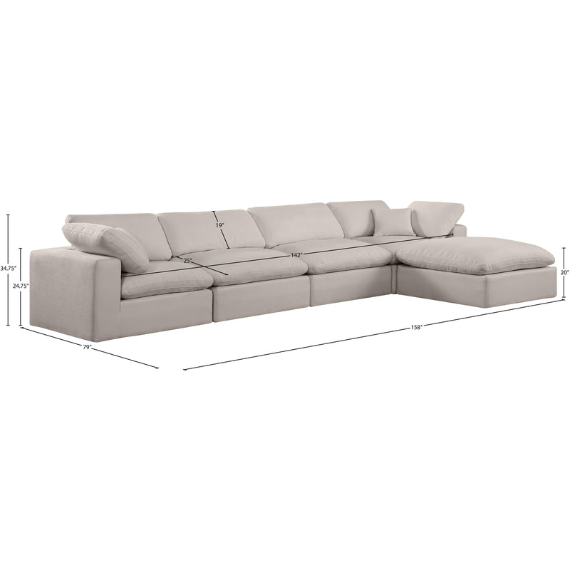 Meridian Comfy Beige Linen Textured Fabric Modular Sectional IMAGE 15