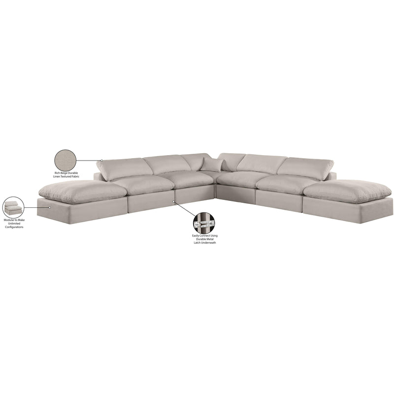 Meridian Comfy Beige Linen Textured Fabric Modular Sectional IMAGE 11