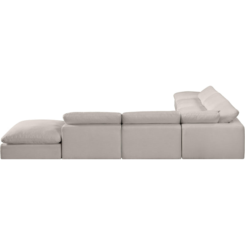 Meridian Comfy Beige Linen Textured Fabric Modular Sectional IMAGE 3