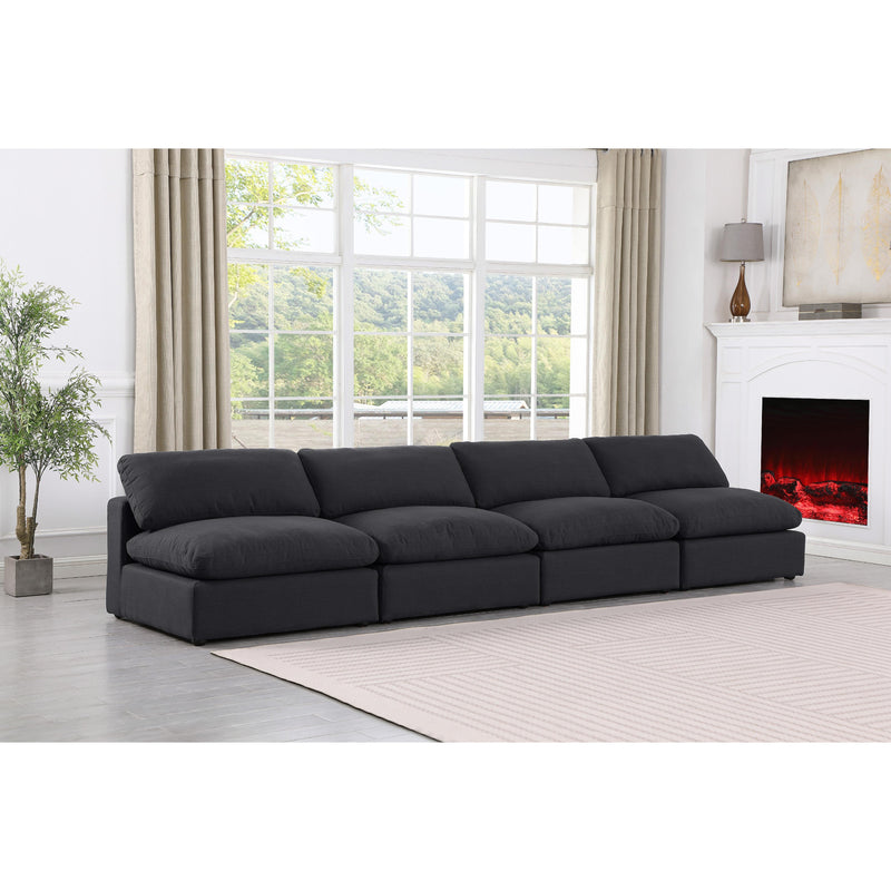 Meridian Comfy Black Linen Textured Fabric Modular Sofa IMAGE 2