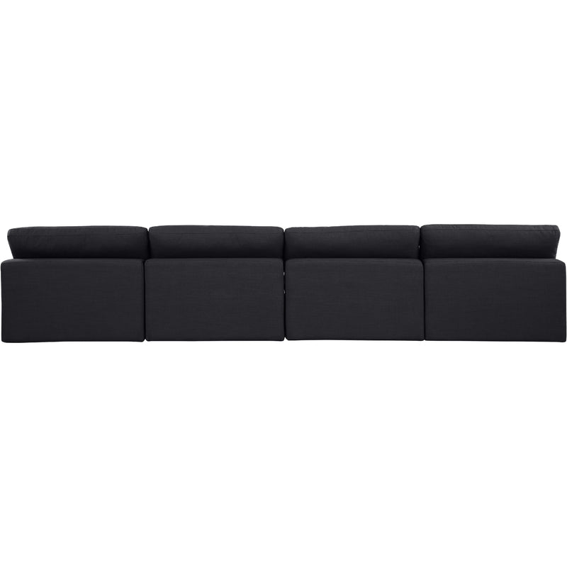 Meridian Comfy Black Linen Textured Fabric Modular Sofa IMAGE 3