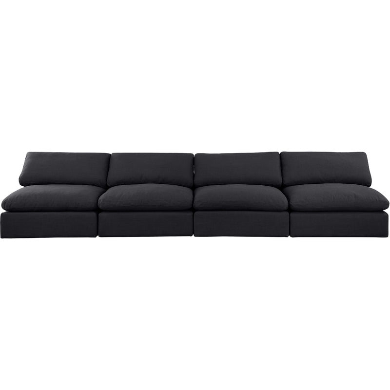 Meridian Comfy Black Linen Textured Fabric Modular Sofa IMAGE 4