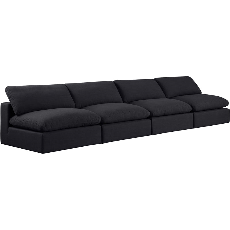 Meridian Comfy Black Linen Textured Fabric Modular Sofa IMAGE 9