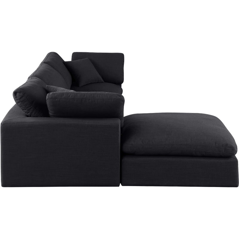 Meridian Comfy Black Linen Textured Fabric Modular Sectional IMAGE 10