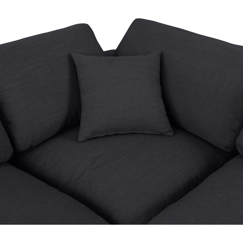 Meridian Comfy Black Linen Textured Fabric Modular Sectional IMAGE 13