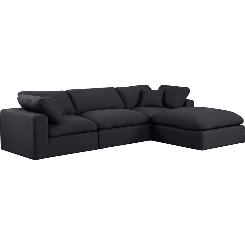 Meridian Comfy Black Linen Textured Fabric Modular Sectional IMAGE 15