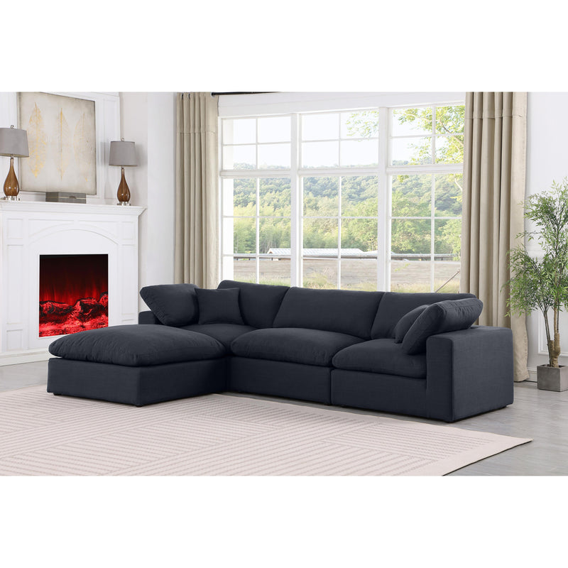 Meridian Comfy Black Linen Textured Fabric Modular Sectional IMAGE 3