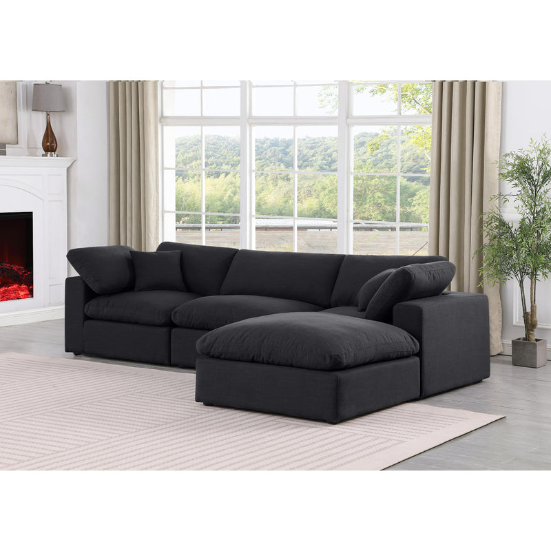 Meridian Comfy Black Linen Textured Fabric Modular Sectional IMAGE 4