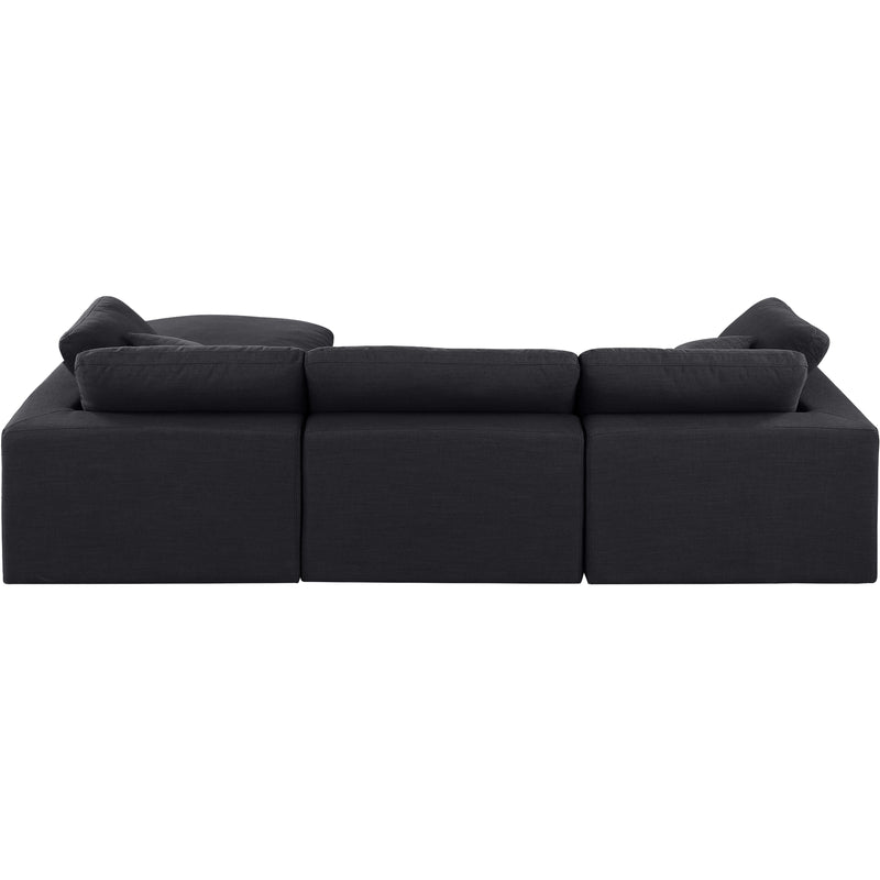 Meridian Comfy Black Linen Textured Fabric Modular Sectional IMAGE 5