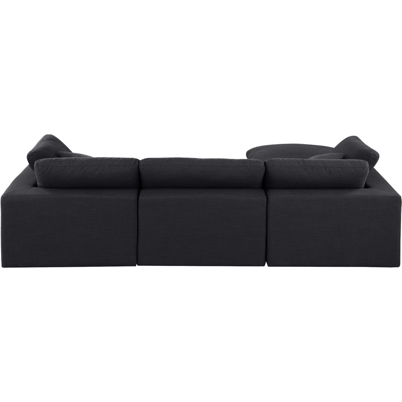 Meridian Comfy Black Linen Textured Fabric Modular Sectional IMAGE 6