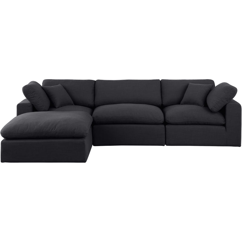 Meridian Comfy Black Linen Textured Fabric Modular Sectional IMAGE 7