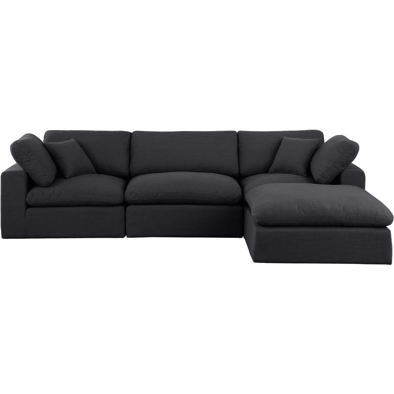 Meridian Comfy Black Linen Textured Fabric Modular Sectional IMAGE 8