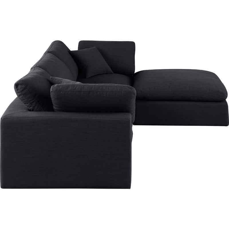 Meridian Comfy Black Linen Textured Fabric Modular Sectional IMAGE 9