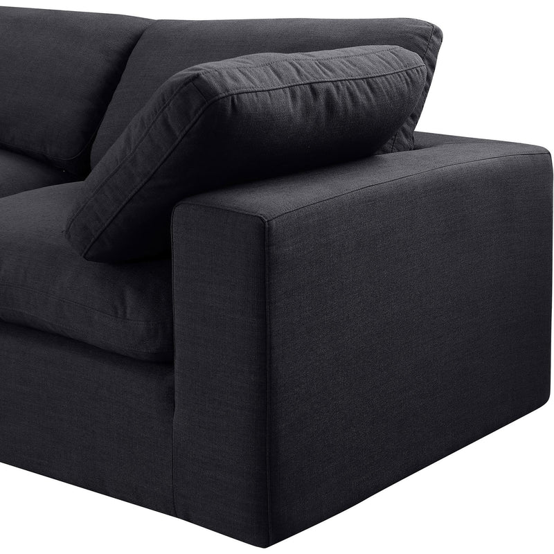Meridian Comfy Black Linen Textured Fabric Modular Sectional IMAGE 7
