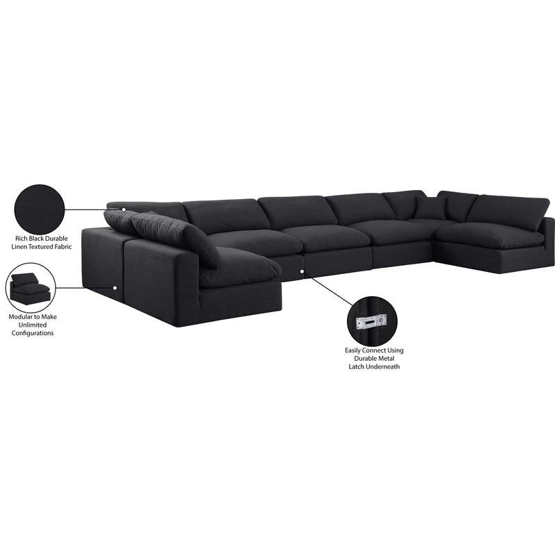 Meridian Comfy Black Linen Textured Fabric Modular Sectional IMAGE 11