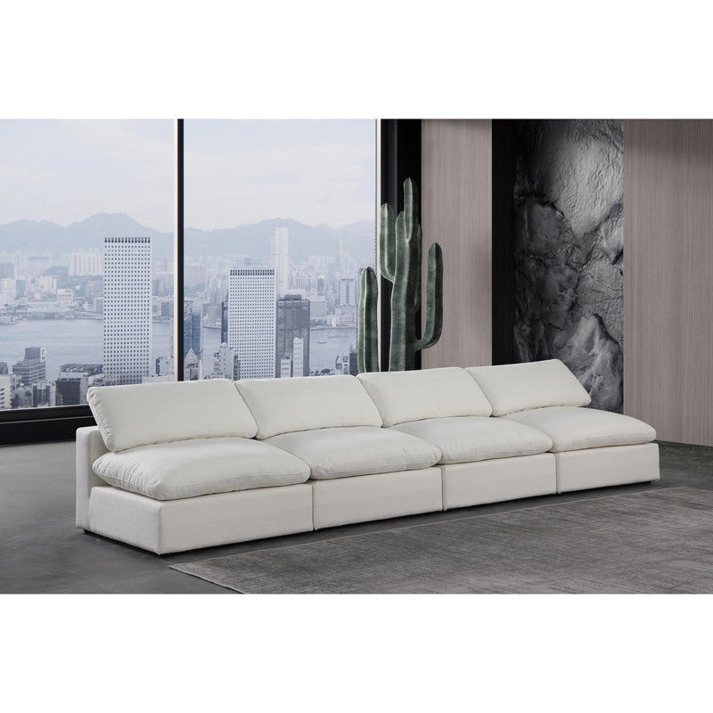 Meridian Comfy Cream Linen Textured Fabric Modular Sofa IMAGE 2