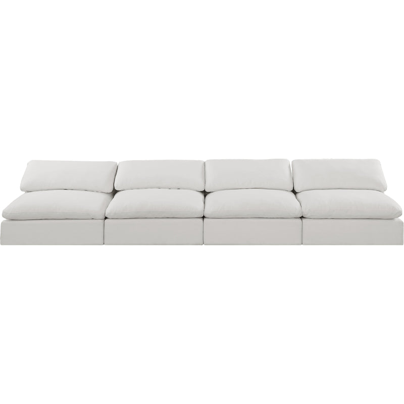 Meridian Comfy Cream Linen Textured Fabric Modular Sofa IMAGE 4