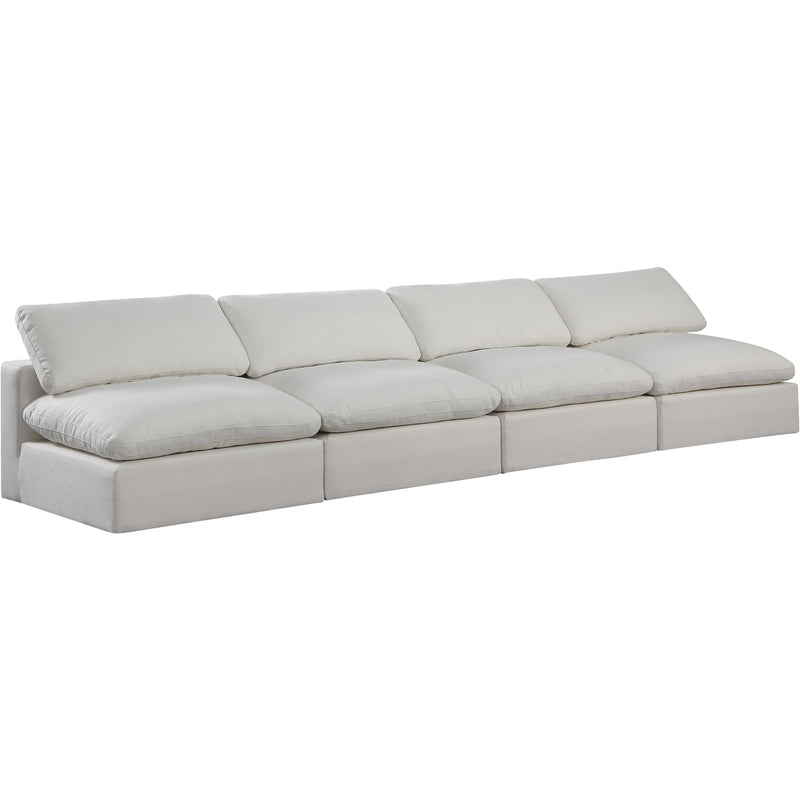 Meridian Comfy Cream Linen Textured Fabric Modular Sofa IMAGE 9