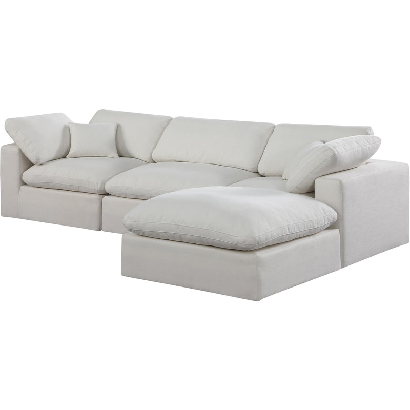 Meridian Comfy Cream Linen Textured Fabric Modular Sectional IMAGE 2