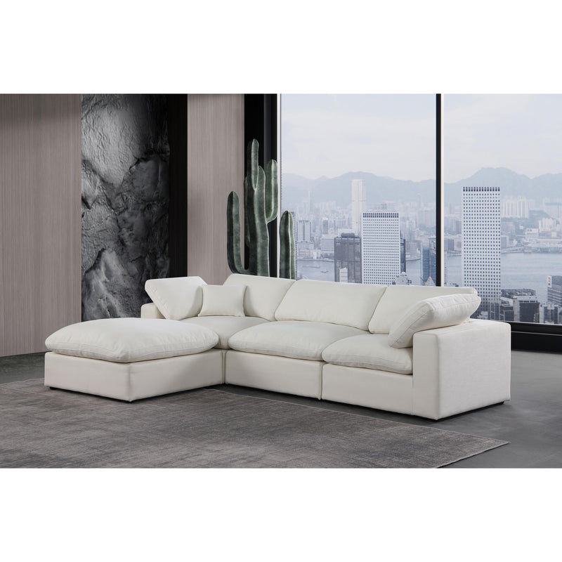 Meridian Comfy Cream Linen Textured Fabric Modular Sectional IMAGE 3