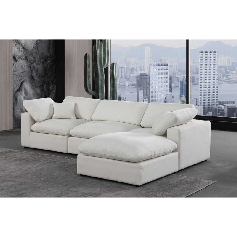 Meridian Comfy Cream Linen Textured Fabric Modular Sectional IMAGE 4