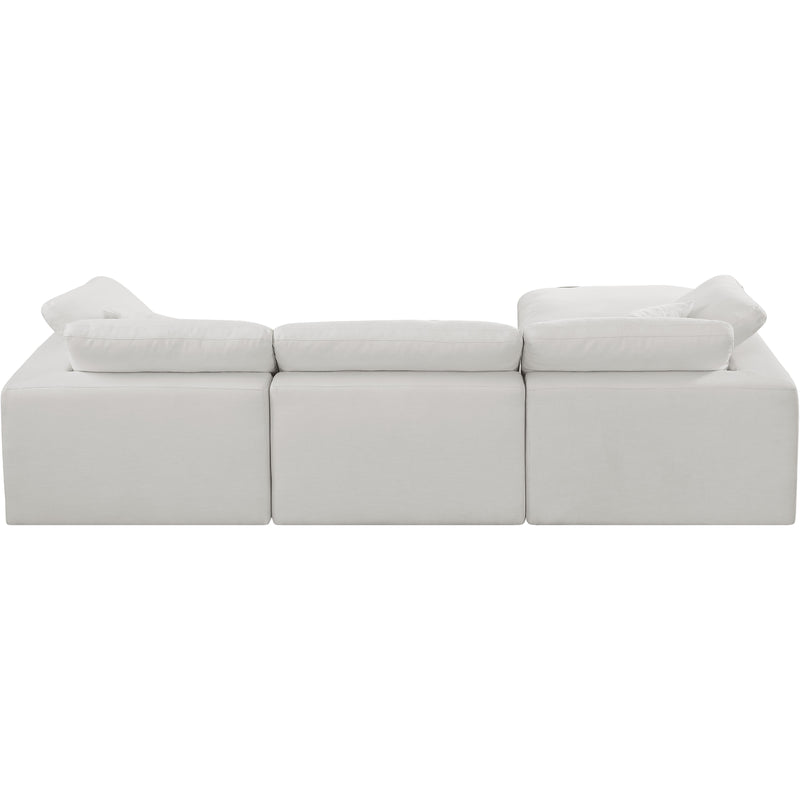 Meridian Comfy Cream Linen Textured Fabric Modular Sectional IMAGE 6