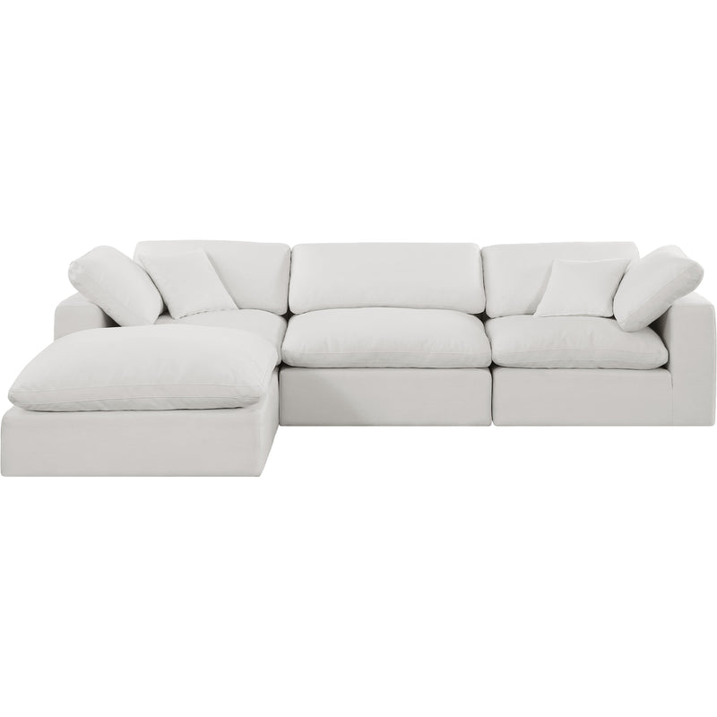 Meridian Comfy Cream Linen Textured Fabric Modular Sectional IMAGE 7