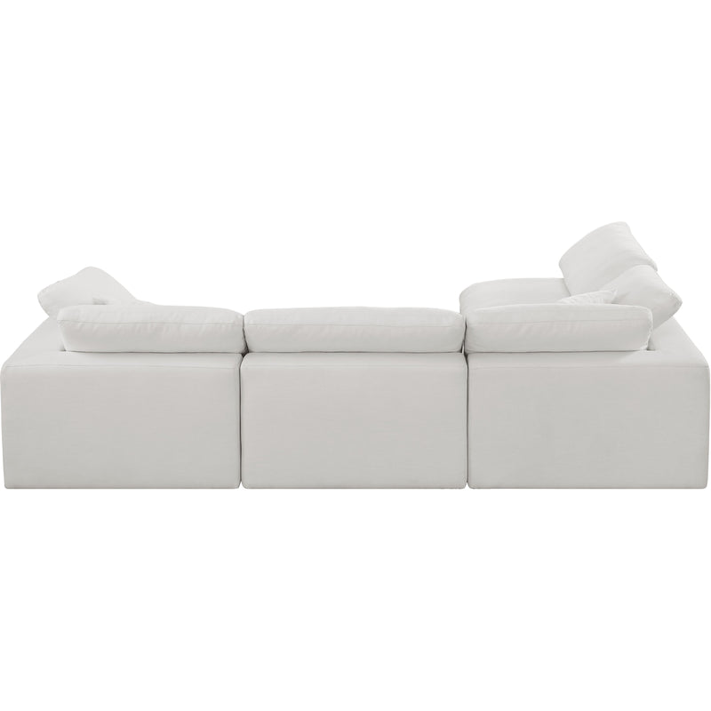 Meridian Comfy Cream Linen Textured Fabric Modular Sectional IMAGE 6