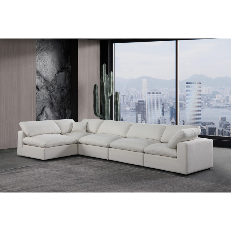 Meridian Comfy Cream Linen Textured Fabric Modular Sectional IMAGE 3