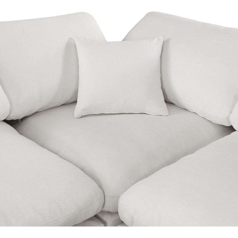 Meridian Comfy Cream Linen Textured Fabric Modular Sectional IMAGE 8