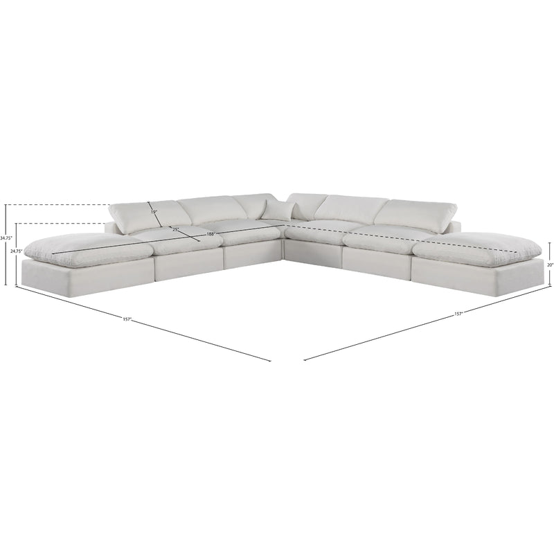 Meridian Comfy Cream Linen Textured Fabric Modular Sectional IMAGE 10