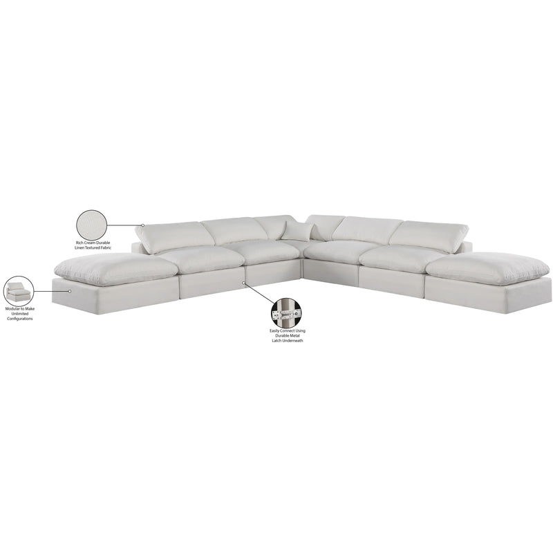 Meridian Comfy Cream Linen Textured Fabric Modular Sectional IMAGE 11
