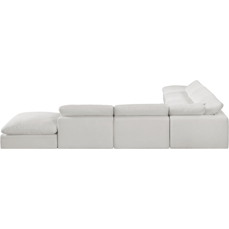 Meridian Comfy Cream Linen Textured Fabric Modular Sectional IMAGE 3