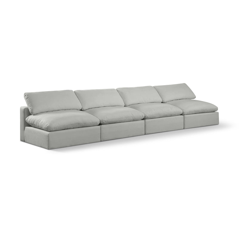 Meridian Comfy Grey Linen Textured Fabric Modular Sofa IMAGE 1