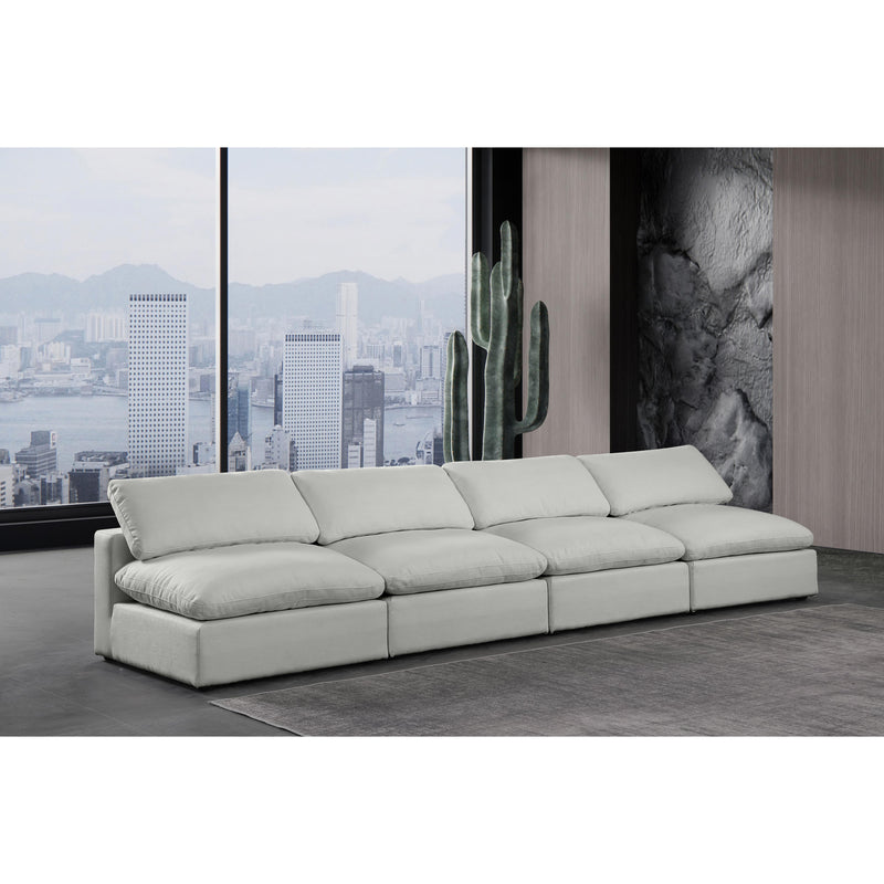 Meridian Comfy Grey Linen Textured Fabric Modular Sofa IMAGE 2