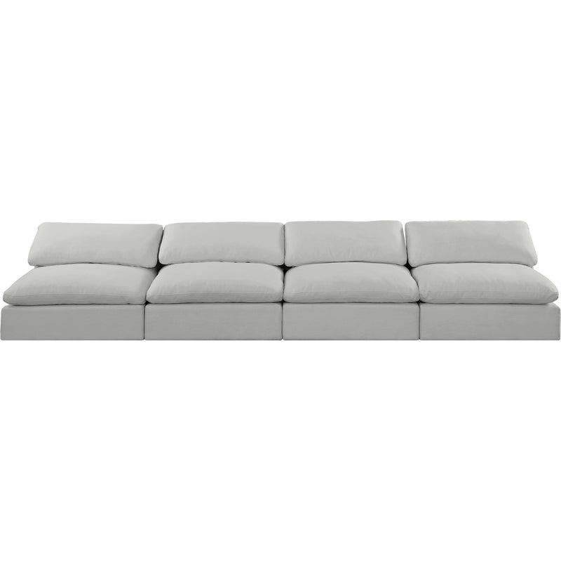 Meridian Comfy Grey Linen Textured Fabric Modular Sofa IMAGE 4