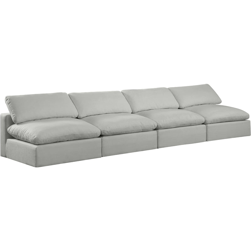 Meridian Comfy Grey Linen Textured Fabric Modular Sofa IMAGE 9