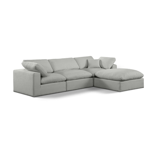 Meridian Comfy Grey Linen Textured Fabric Modular Sectional IMAGE 1