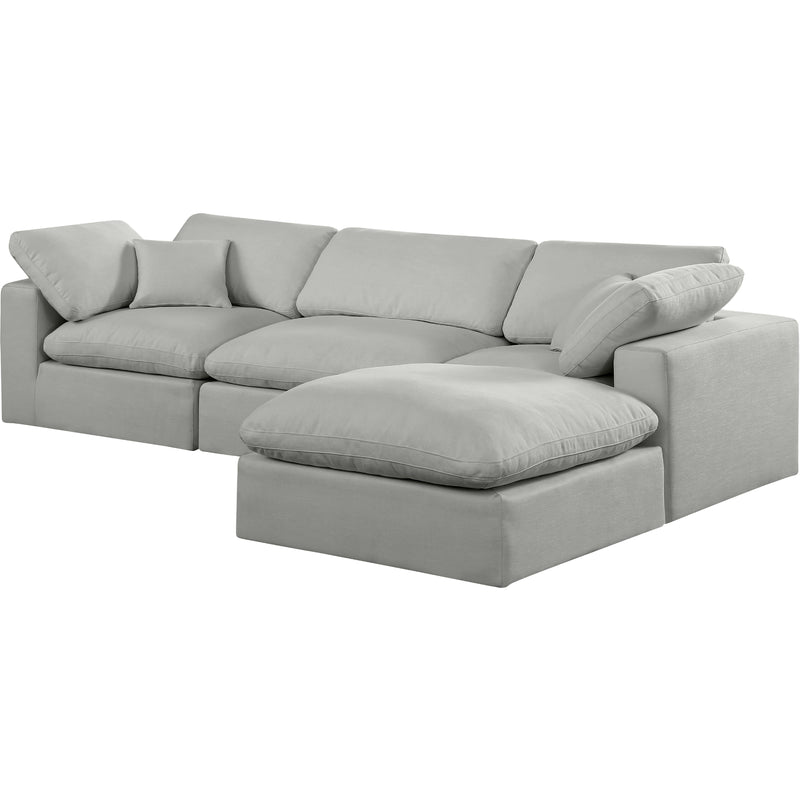 Meridian Comfy Grey Linen Textured Fabric Modular Sectional IMAGE 2