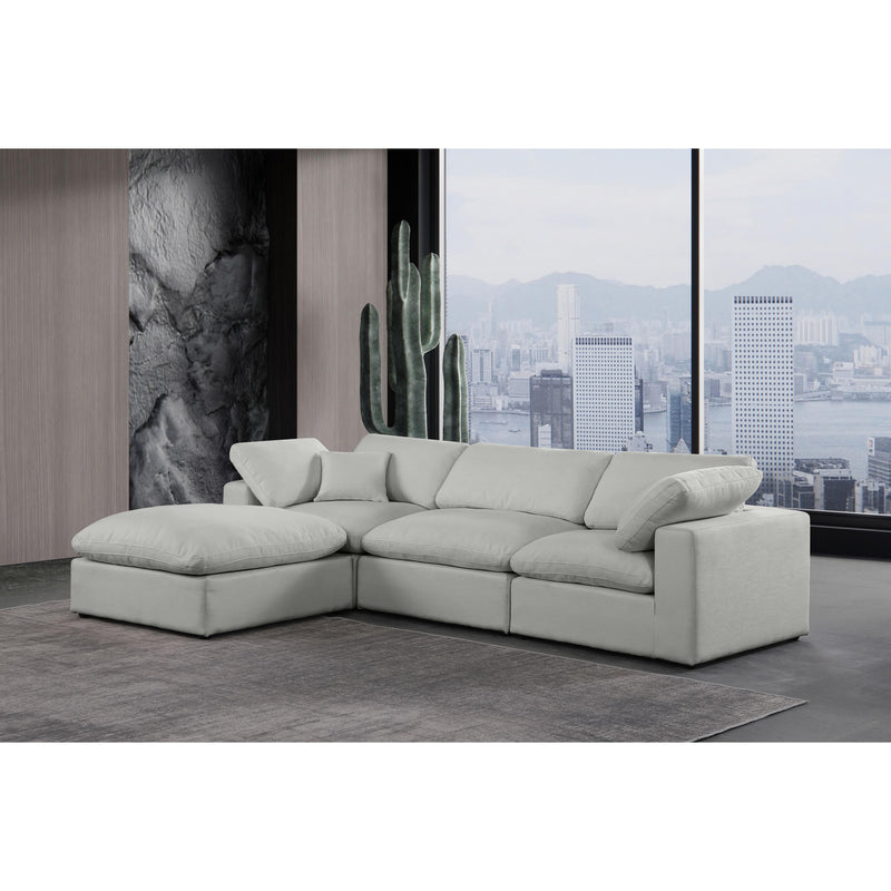 Meridian Comfy Grey Linen Textured Fabric Modular Sectional IMAGE 3