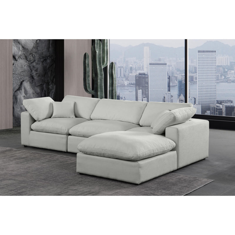 Meridian Comfy Grey Linen Textured Fabric Modular Sectional IMAGE 4