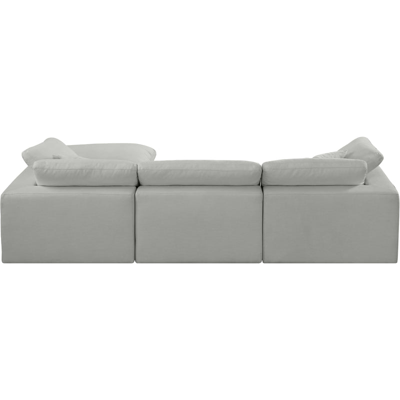 Meridian Comfy Grey Linen Textured Fabric Modular Sectional IMAGE 5