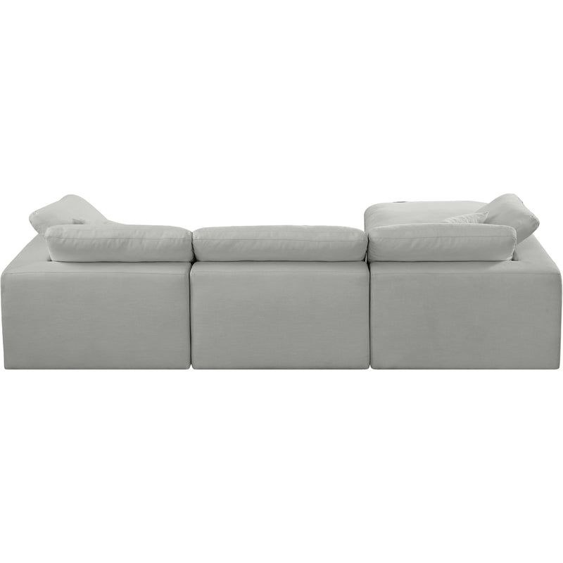 Meridian Comfy Grey Linen Textured Fabric Modular Sectional IMAGE 6