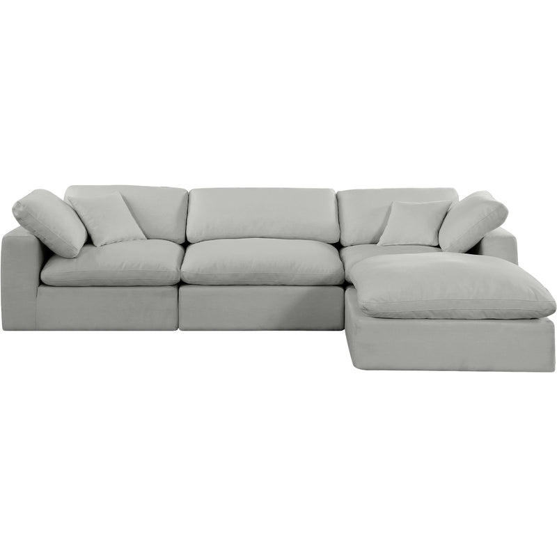 Meridian Comfy Grey Linen Textured Fabric Modular Sectional IMAGE 8