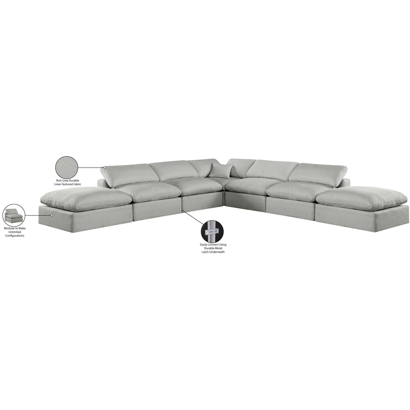 Meridian Comfy Grey Linen Textured Fabric Modular Sectional IMAGE 11