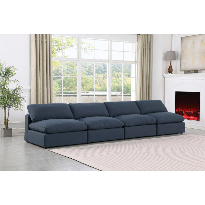 Meridian Comfy Navy Linen Textured Fabric Modular Sofa IMAGE 2