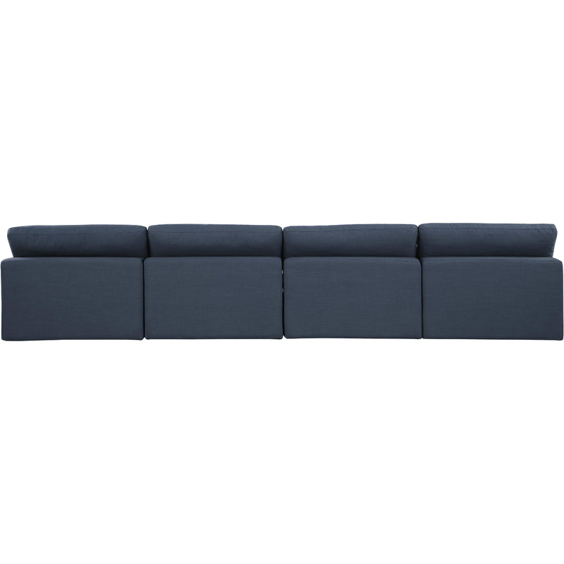 Meridian Comfy Navy Linen Textured Fabric Modular Sofa IMAGE 3